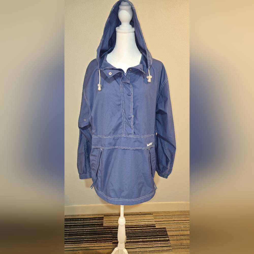 Navy Blue Womens Timberland Nylon Lightweight Zip/Button Up Hooded Jacket Medium